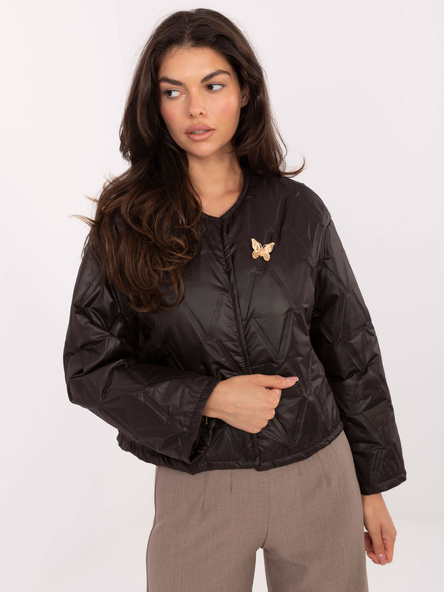 Schokoladenfarbene Übergangsjacke mit Steppung RUE PARIS.
