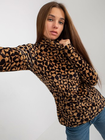 Hurt Camel- schwarz Samt Bluse mit Druck RUE PARIS.