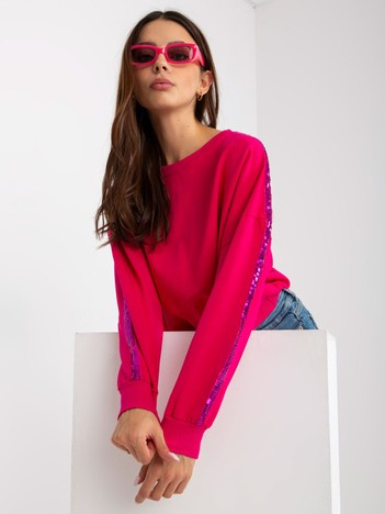Hurt Fuchsie Kurze Sweatshirt ohne Kapuze mit Pailletten RUE PARIS.