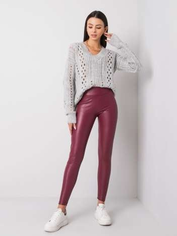 Bordeauxfarbene Leggings aus Kunstleder Briana RUE PARIS.