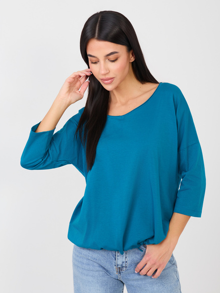 Marine Damen Basic-Bluse aus Baumwolle RUE PARIS.