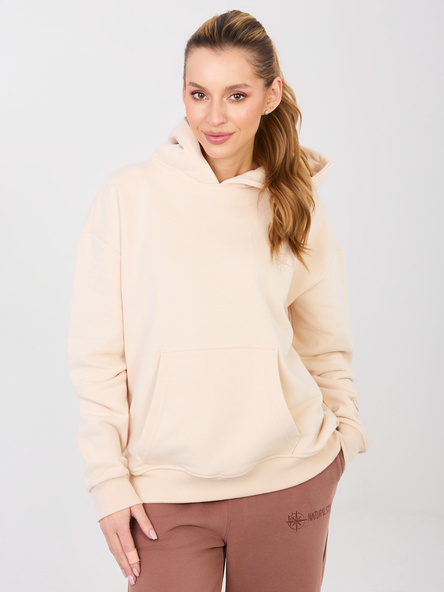 Helle beige Kapuzenpullover mit dem Stickerei NATURAL SIDE.