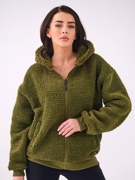 Khaki oversized Fleecejacke
