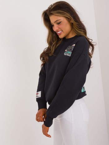 Hurt Dunkelblaues Sweatshirt mit Druck auf dem Rücken SUBLEVEL.