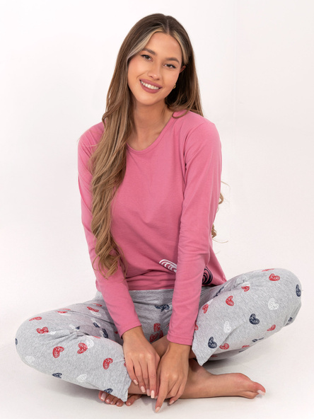 Schmutzig-rosa Baumwollpyjama mit Druck.