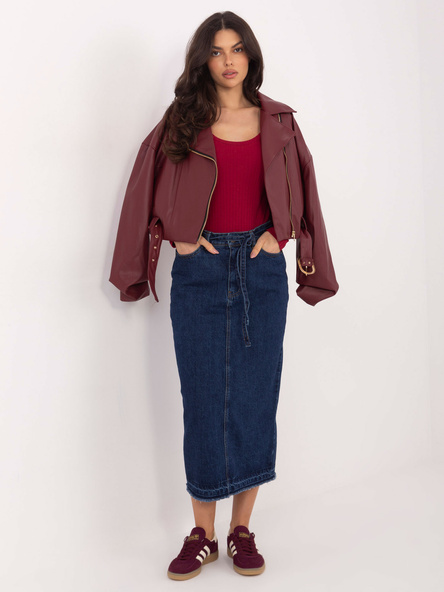 Dunkelblaue Jeansrock mit Gürtel SUBLEVEL.