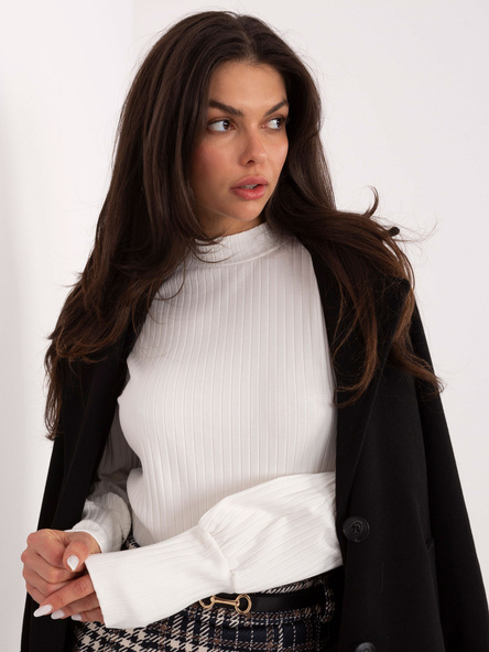 Ecru Basic-Bluse mit Stehkragen RUE PARIS.