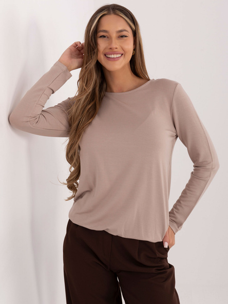 Dunkelbeige Damen Langarmbluse.