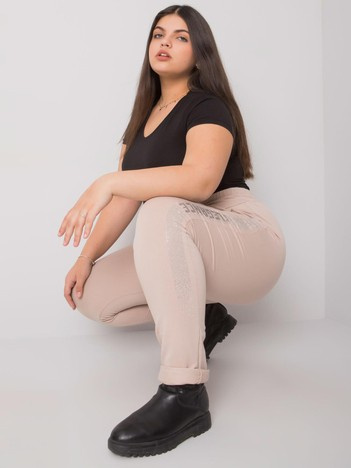 Beige Sweatpants in Übergröße mit Applikation Aelis.