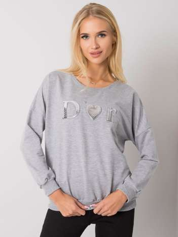 Graue Melange Damenpullover ohne Kapuze Alodia.