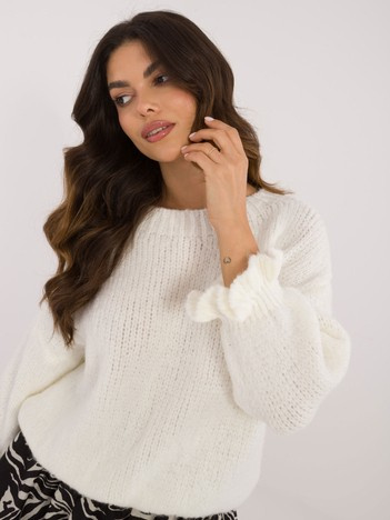 Großhandel Ecru Oversize-Pullover mit Wollanteil.