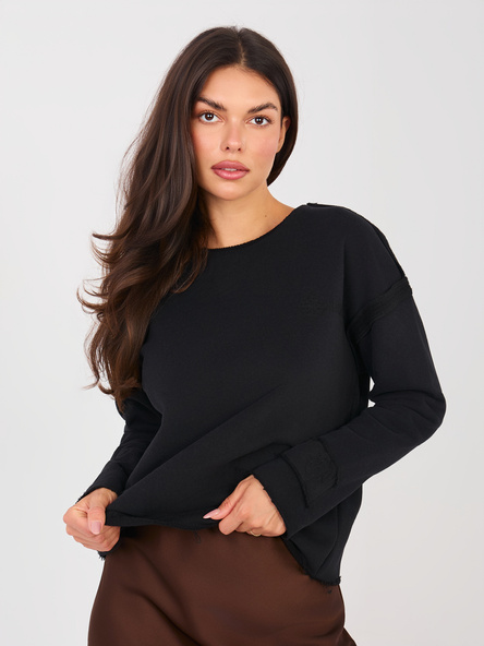Schwarzer Hoodie mit dekorativen Nähten NATURAL SIDE.