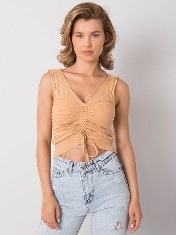 Kamelfarbener Stricktop mit Bündchen Astrid.