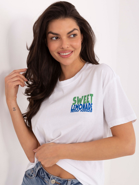 Weiß-gelbes T-Shirt mit Zitronenaufdruck SUBLEVEL.