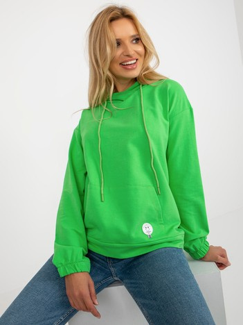 Hurt grüne Sweatshirt mit Kängurutasche und Aufnäher.