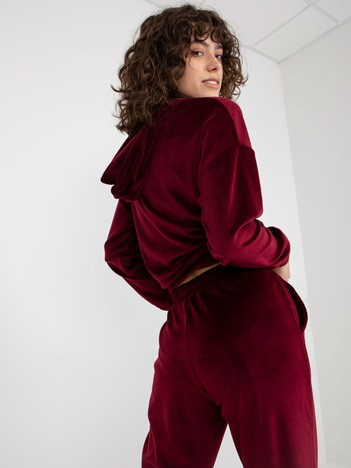 Hurt burgunder Damen Veloursanzug mit Hose.