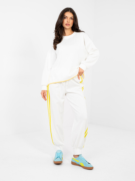 Ecru Damenhose mit Bündchen RUE PARIS.