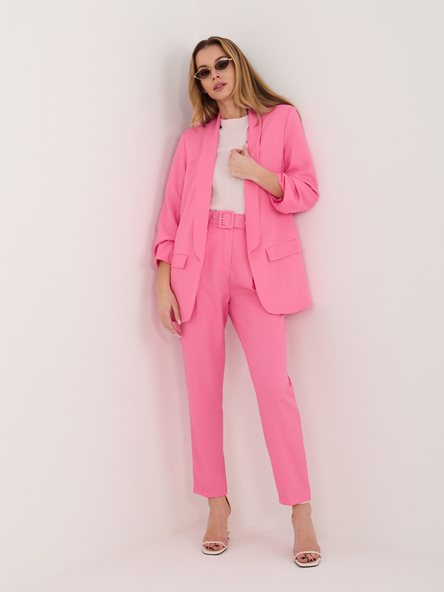 Rosa Damenanzug mit unverschlossenem Blazer RUE PARIS.
