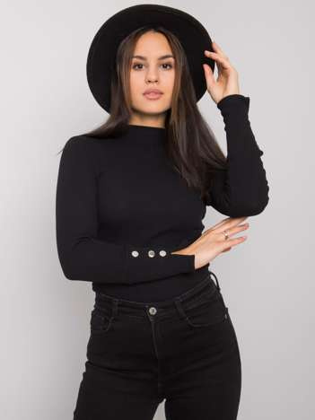 Schwarze, figurbetonte Bluse mit langen Ärmeln Marbella RUE PARIS.