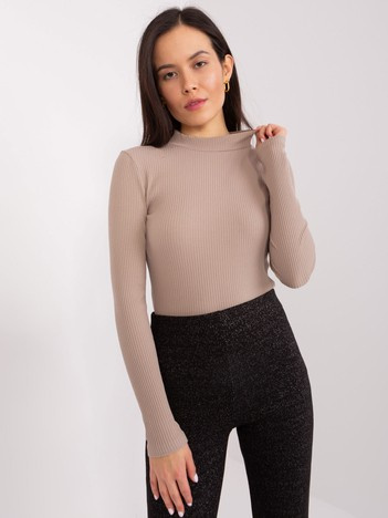 Hurt Dunkelbeige Rippbluse Basic aus Baumwolle BASIC FEEL GOOD.
