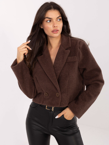 Brauner kurzer Boucle-Mantel RUE PARIS.