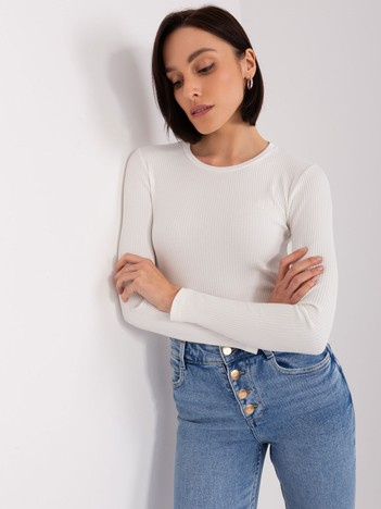 Großhandel Ecru Basic-Bluse aus Baumwolle BASIC FEEL GOOD.