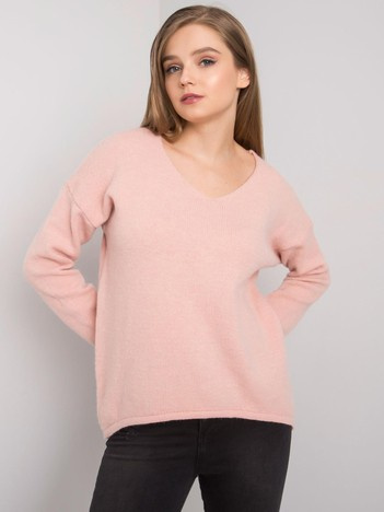 Helle rosa Pullover mit V-Ausschnitt Georgia.