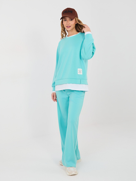 Minzfarbener Jogginganzug mit geraden Hosen von RUE PARIS.