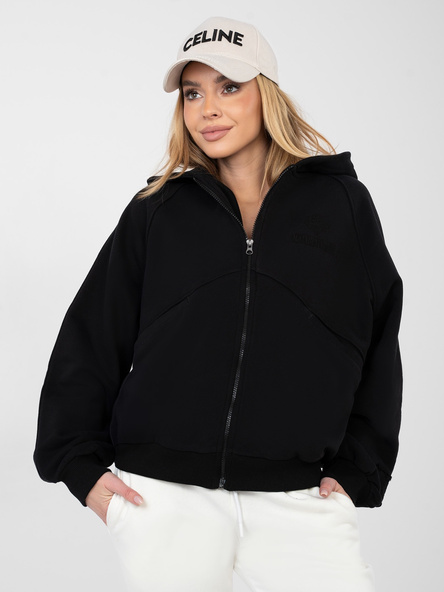 Schwarzer Hoodie mit gesticktem Schriftzug NATURAL SIDE.