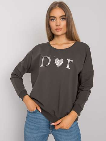 Dunkelkhaki Damenpullover ohne Kapuze Alodia.