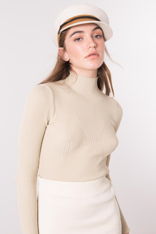 Helle beige gestreifte Rollkragen BSL.
