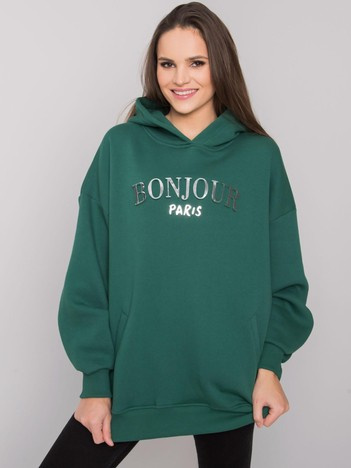 Dunkelgrüne Sweatshirt mit Taschen Lille RUE PARIS.