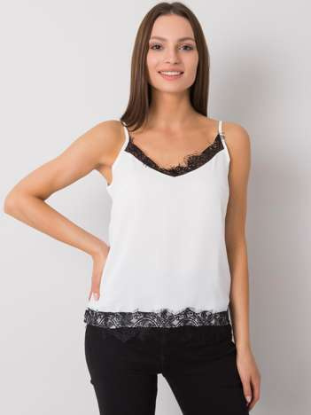 Weiß-schwarzes Damen-Top mit Spitze Leyla.
