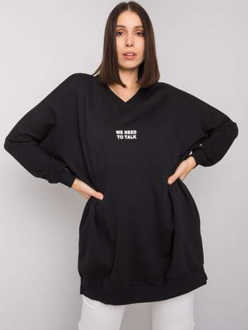 Schwarzes Plus-Size-Baumwoll-Tunika Raella.