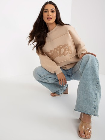 Hurt hellbeige Sweatshirt ohne Kapuze mit Applikationen.