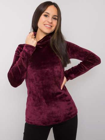 Bordeauxfarbige Samtbluse mit Rollkragen Millau.