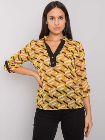 Schwarz-gelbe Damenbluse mit Prints Denver.