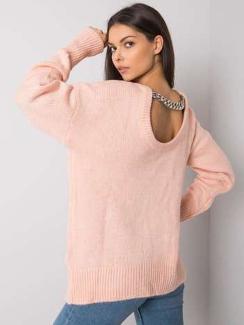 Helles rosa Sweatshirt mit Kette Vermillion RUE PARIS.