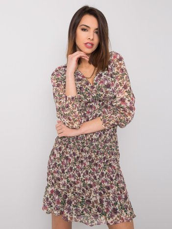 Helle beige Blume Kleid Alaina RUE PARIS.