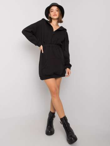 Schwarzes Sweatkleid mit Kapuze Skyla.