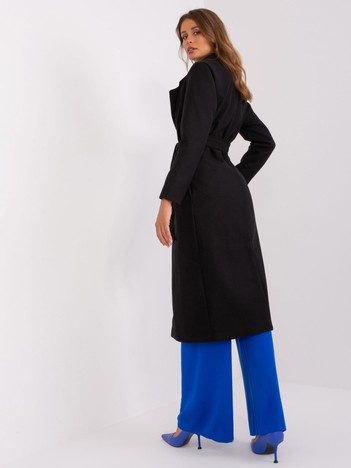 Hurt Schwarzer Mantel mit gebundenem Gürtel OCH BELLA.