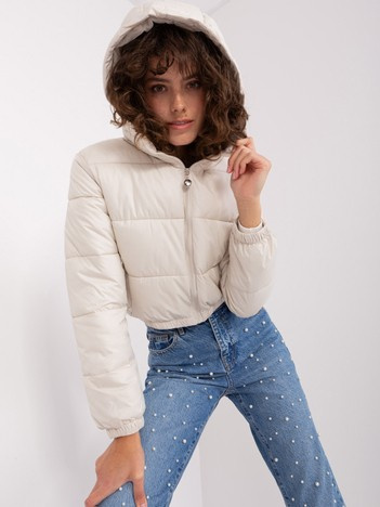 Hurt hellbeige kurze Steppjacke aus Daunen.