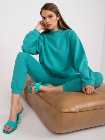 Türkisfarbener Basic-Oversize-Sweatshirt.