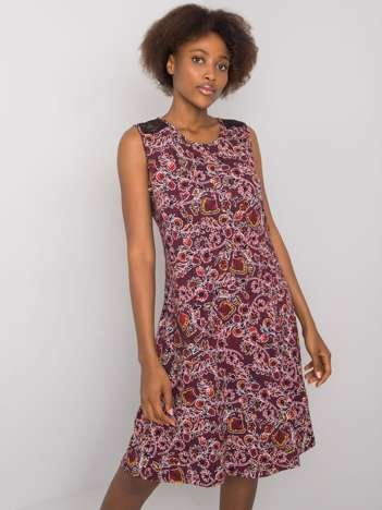 Bordeauxfarbenes Kleid mit Mustern Sousanna.