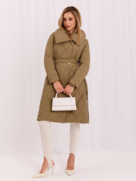 Großhandel Khaki lange Winterjacke mit Steppung.