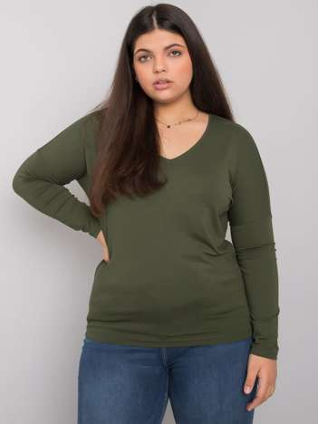 Khaki glatte Bluse in Übergröße Elisa.