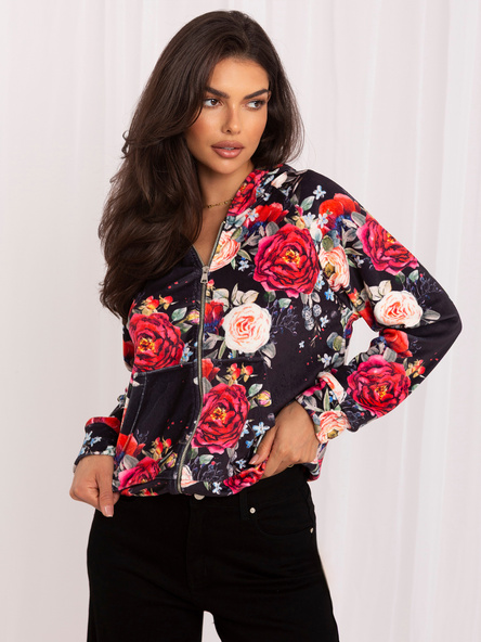 Großhandel Schwarze Veloursjacke mit Druck RUE PARIS.