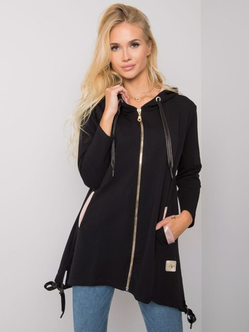 Schwarzer Reißverschluss-Pullover Narissa.