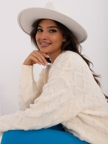 Großhandel Ecru Damen Oversize-Pullover mit Bündchen.