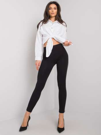 Schwarze Baumwollleggings mit Streifen Caroline RUE PARIS.